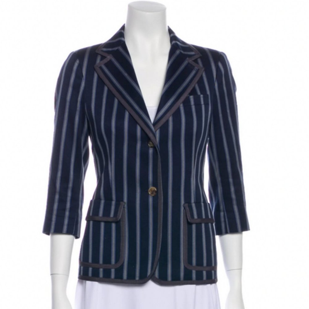 boy. By Band of Outsiders Blue Striped Blazer - Large (check measurements)